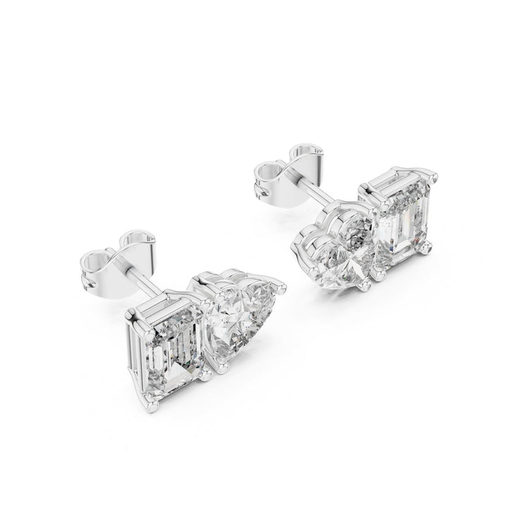 Emerald Heart Toi et Moi Stud Earrings - E1115 in Earrings by 18 KARATS INC.