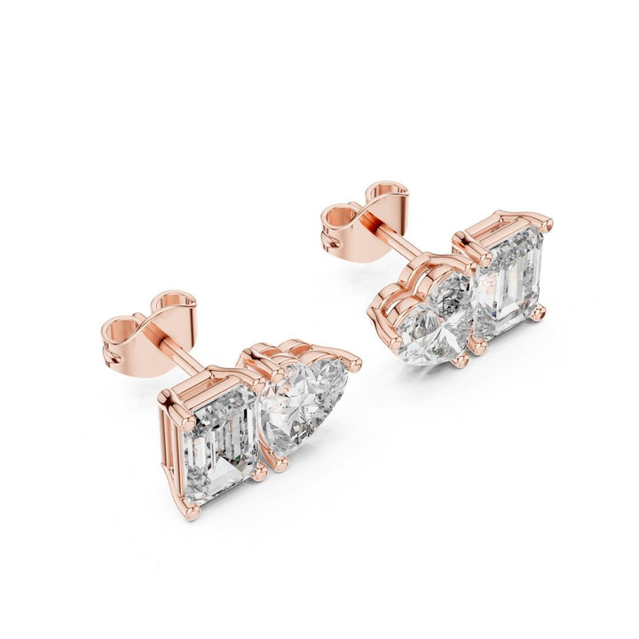 Emerald Heart Toi et Moi Stud Earrings - E1115 in Earrings by 18 KARATS INC.