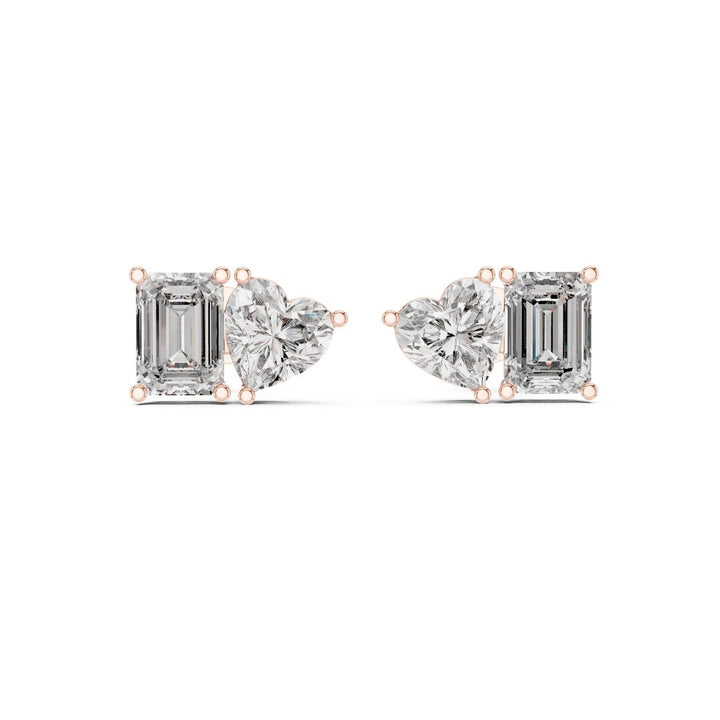 Emerald Heart Toi et Moi Stud Earrings - E1115 in Earrings by 18 KARATS INC.