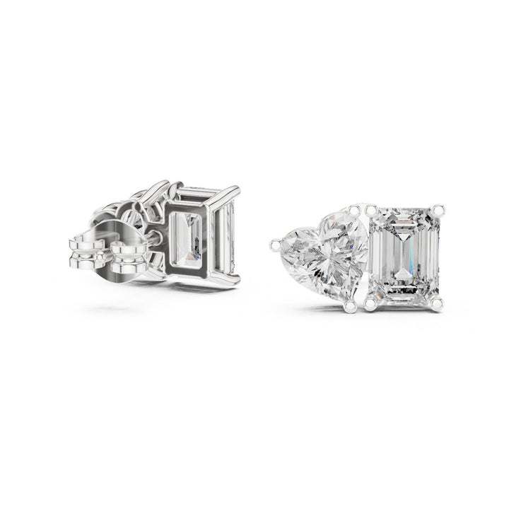 Emerald Heart Toi et Moi Stud Earrings - E1115 in Earrings by 18 KARATS INC.