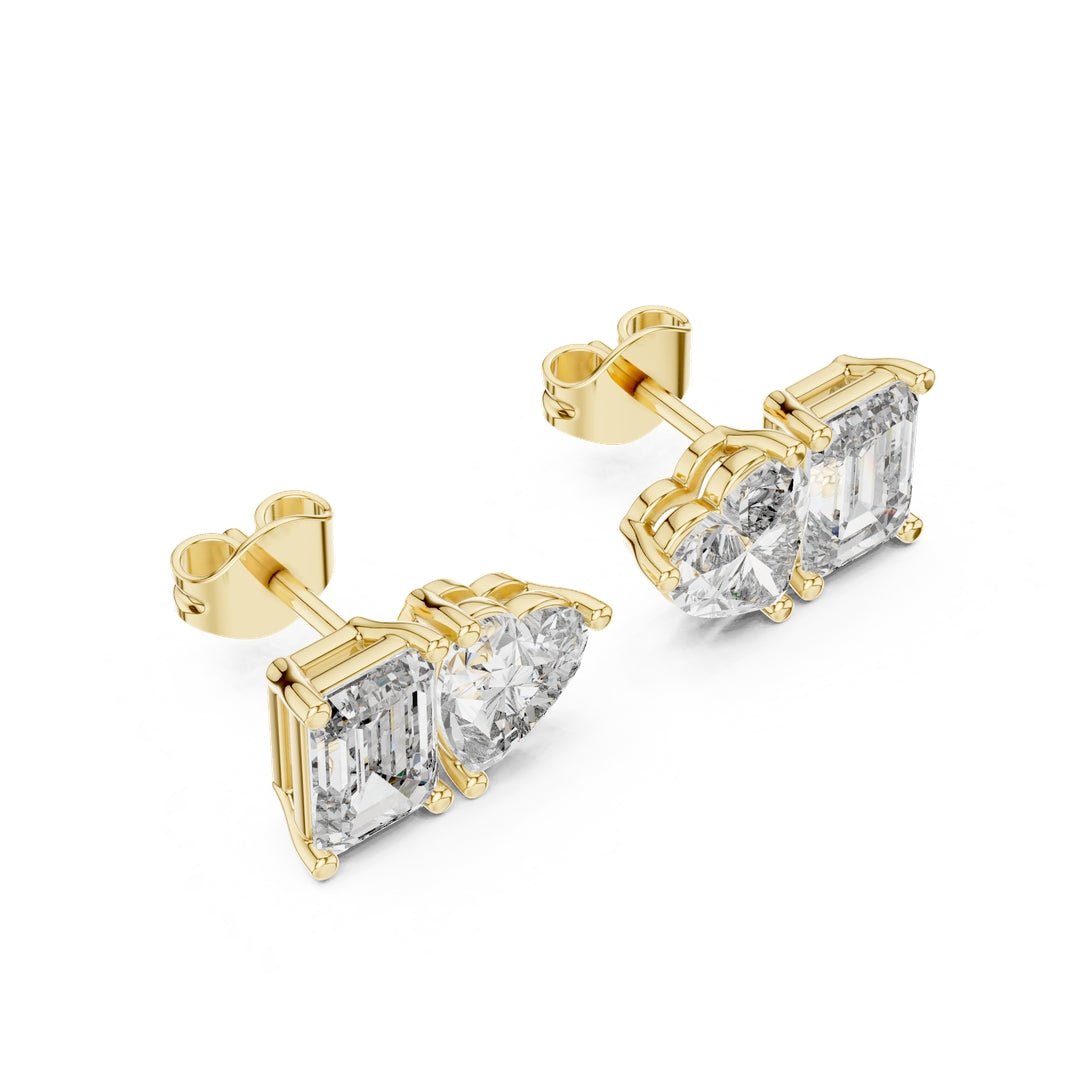Emerald Heart Toi et Moi Stud Earrings - E1115 in Earrings by 18 KARATS INC.