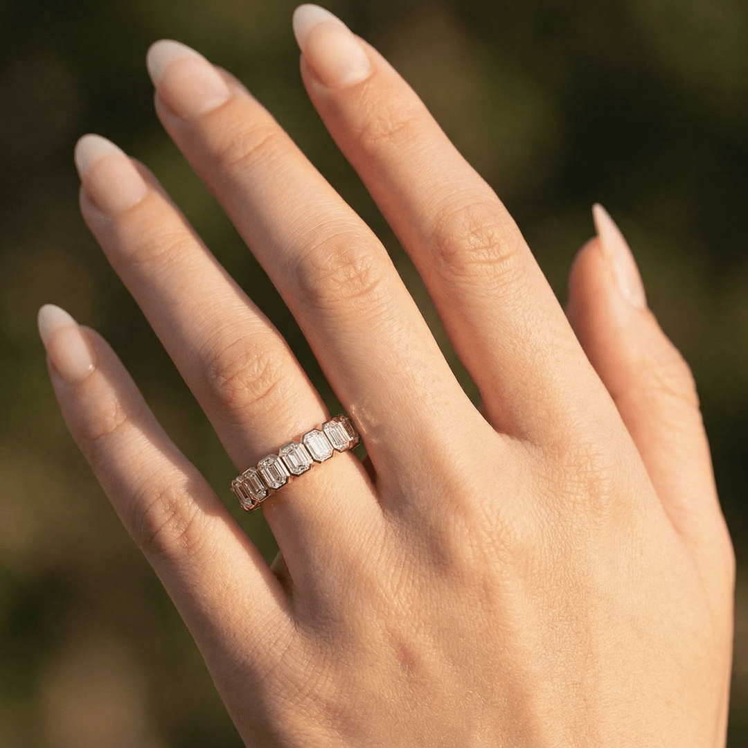 Emerald Mirage Eternity Wedding Band - B1014 in Wedding Bands by 18 KARATS INC.