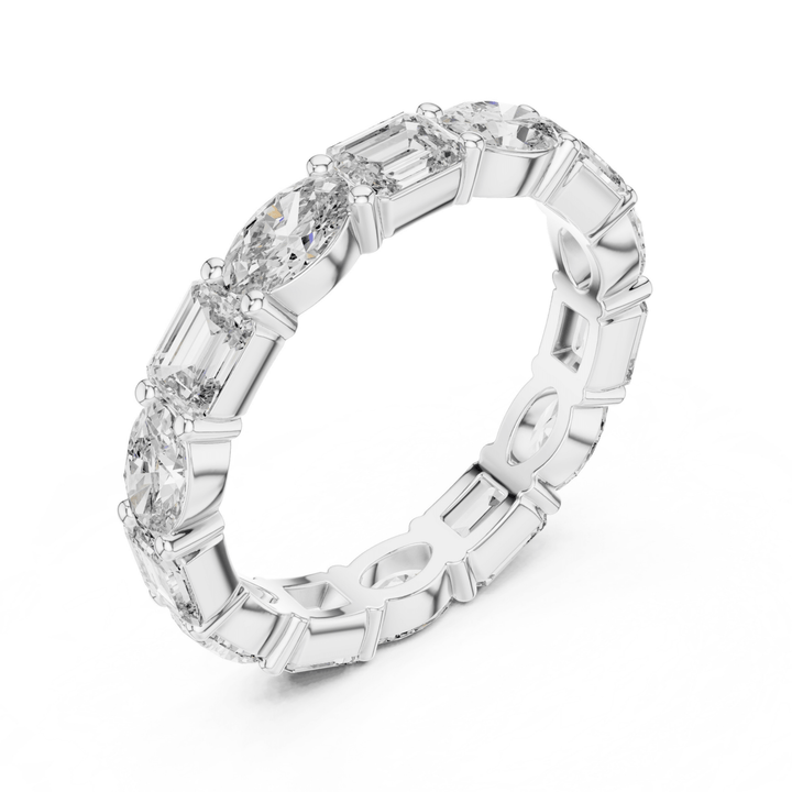Emerald & Oval 3.15 ctw Diamond Eternity Band - B1126 in Wedding Bands by 18 KARATS INC.