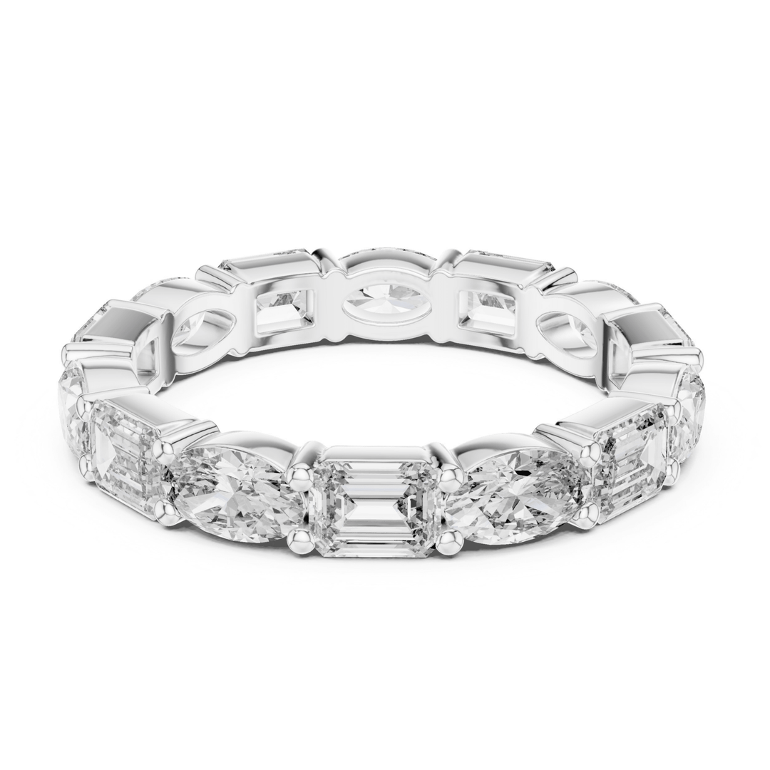 Emerald & Oval 3.15 ctw Diamond Eternity Band - B1126 in Wedding Bands by 18 KARATS INC.