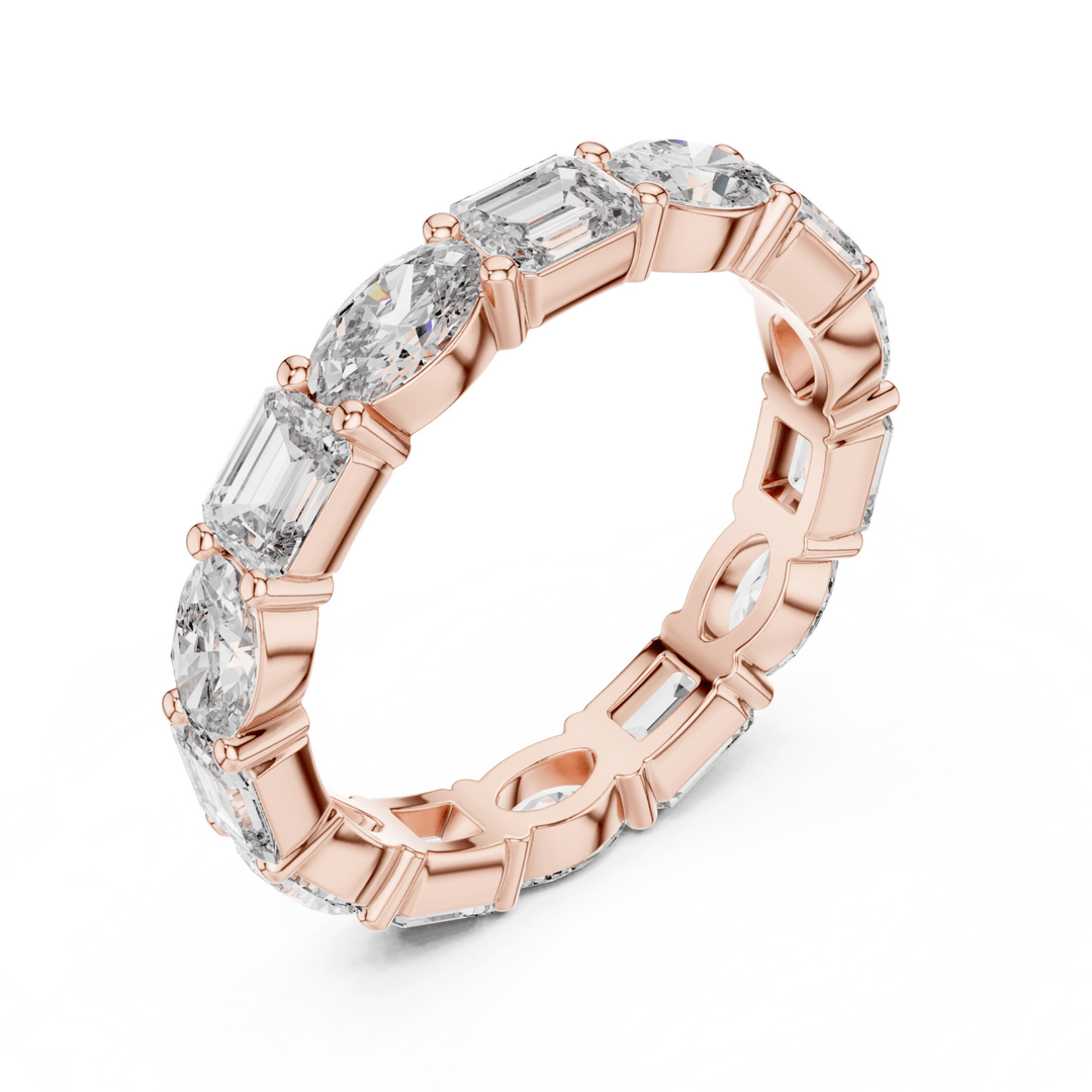 Emerald & Oval 3.15 ctw Diamond Eternity Band - B1126 in Wedding Bands by 18 KARATS INC.