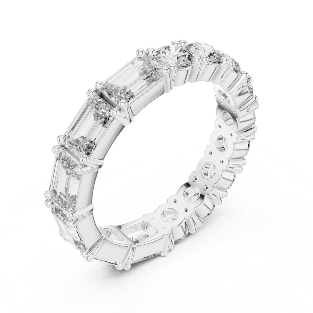 Emerald & Round 4.1 ctw Diamond Eternity Band - B1129 in Wedding Bands by 18 KARATS INC.