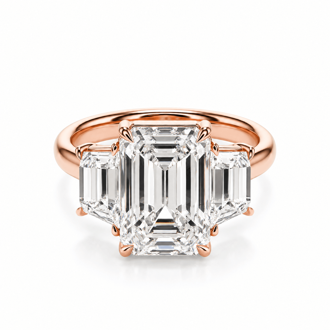 Emerald & Trapezoid Three-Stone Diamond Engagement Ring in Ring by 18 KARATS INC.