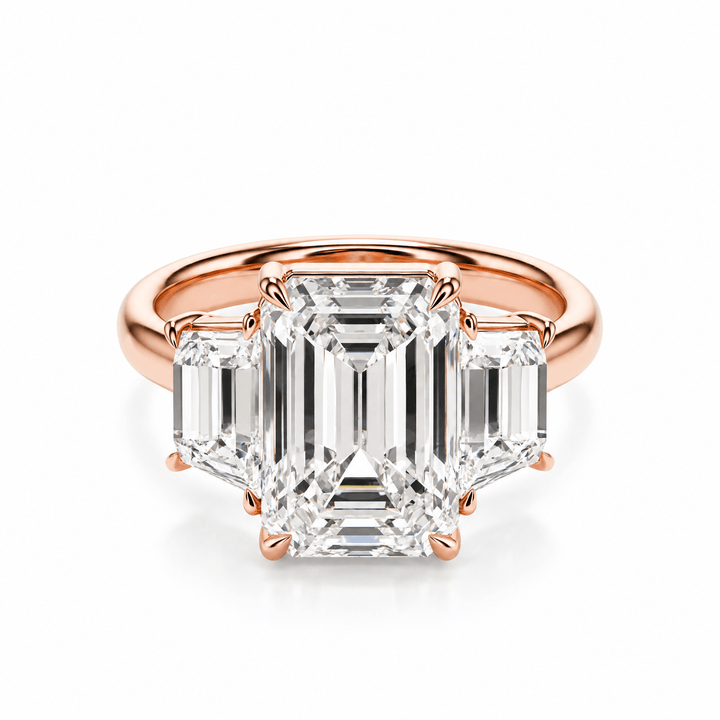 Emerald & Trapezoid Three-Stone Diamond Engagement Ring in Ring by 18 KARATS INC.