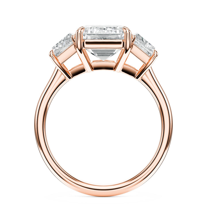 Emerald & Trapezoid Three-Stone Diamond Engagement Ring in Ring by 18 KARATS INC.
