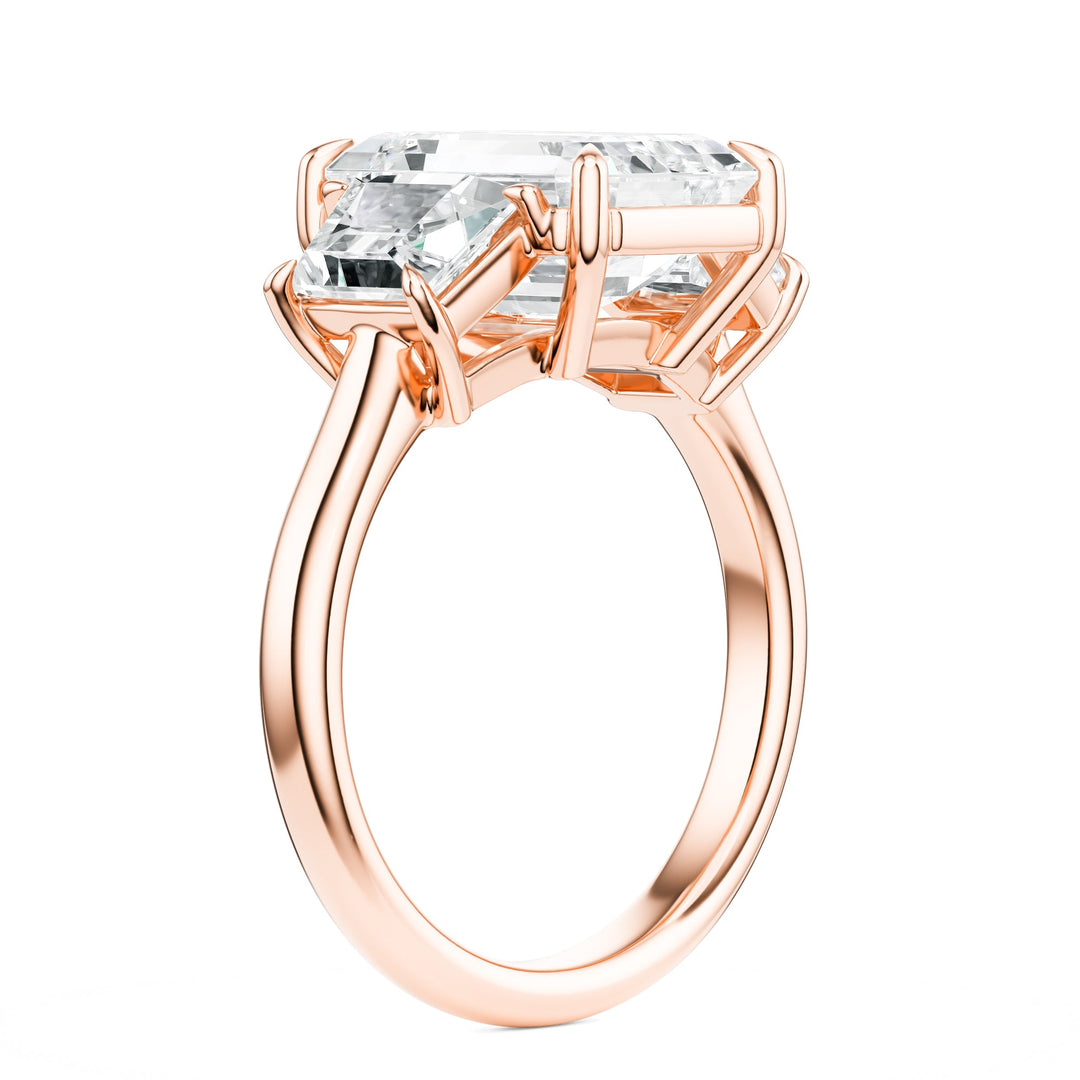 Emerald & Trapezoid Three-Stone Diamond Engagement Ring in Ring by 18 KARATS INC.