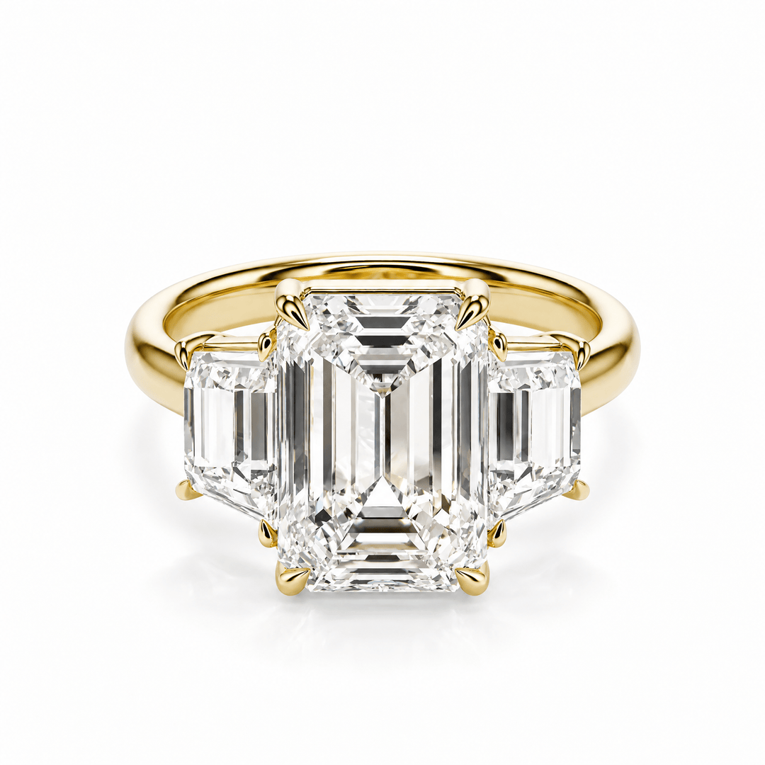 Emerald & Trapezoid Three-Stone Diamond Engagement Ring in Ring by 18 KARATS INC.
