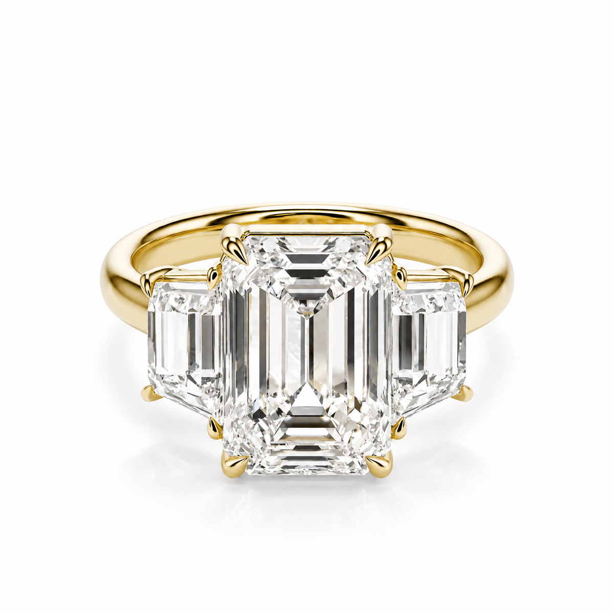 Emerald & Trapezoid Three-Stone Diamond Engagement Ring in Ring by 18 KARATS INC.