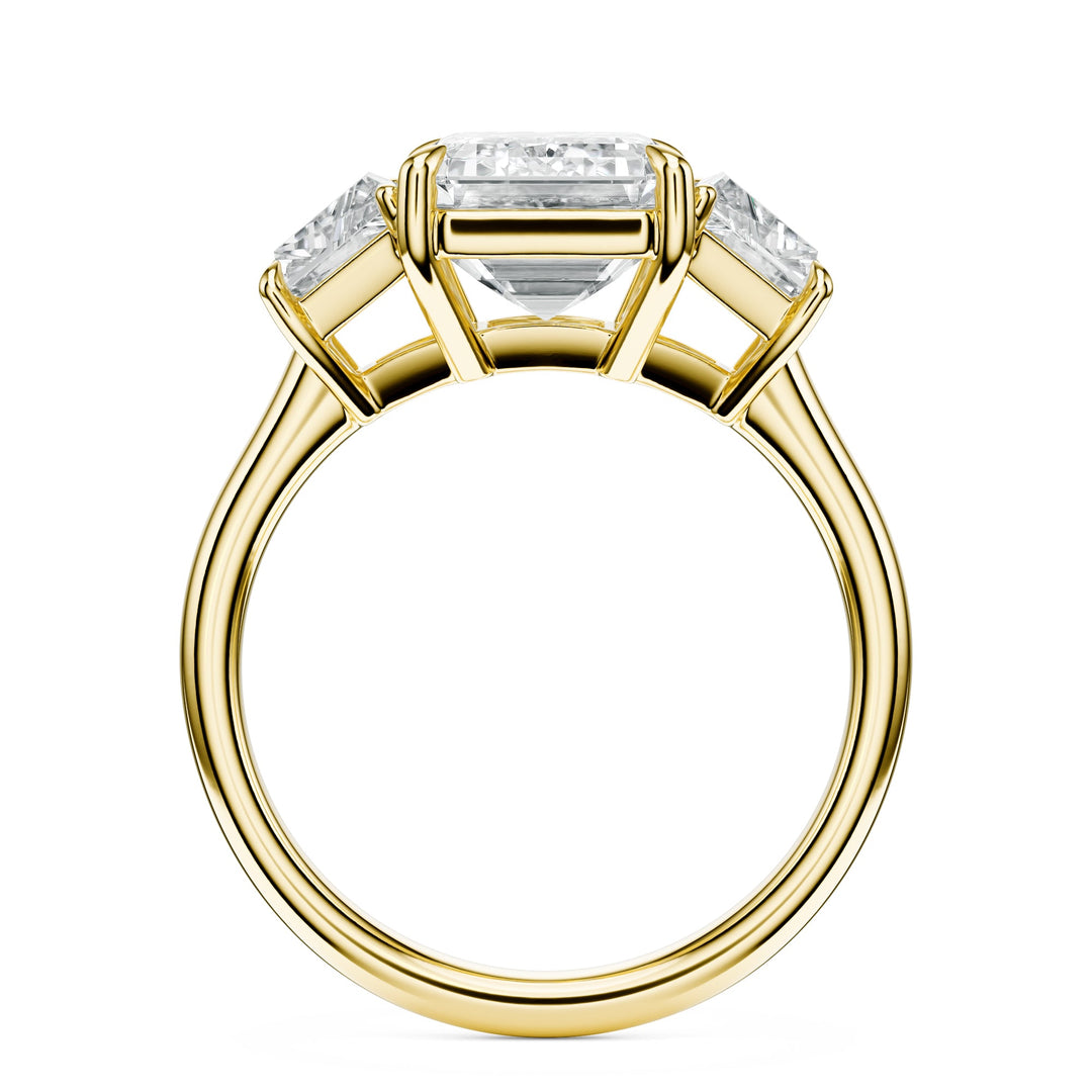 Emerald & Trapezoid Three-Stone Diamond Engagement Ring in Ring by 18 KARATS INC.