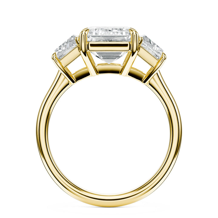 Emerald & Trapezoid Three-Stone Diamond Engagement Ring in Ring by 18 KARATS INC.