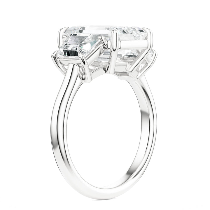 Emerald & Trapezoid Three-Stone Diamond Engagement Ring in Ring by 18 KARATS INC.