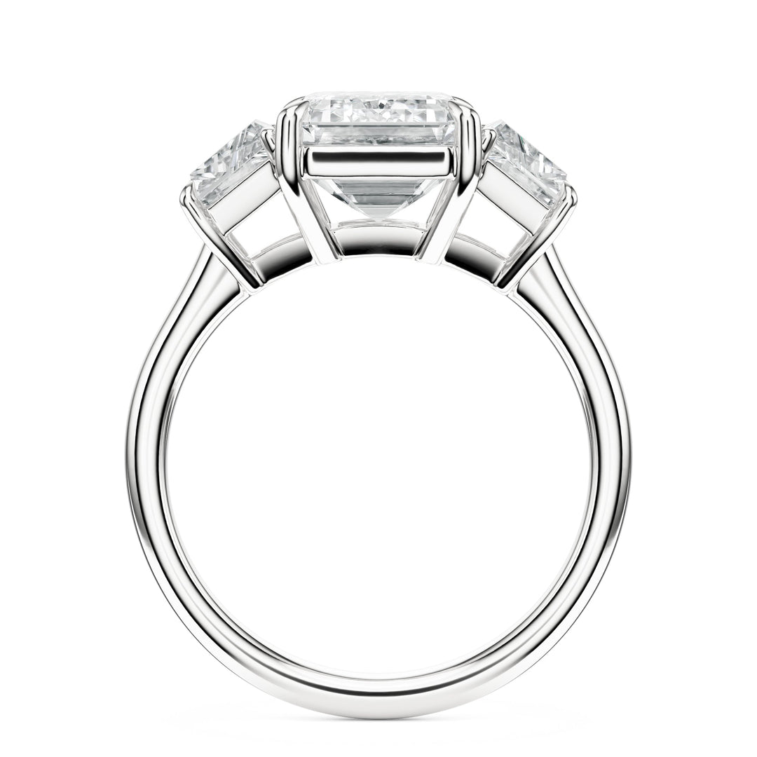 Emerald & Trapezoid Three-Stone Diamond Engagement Ring in Ring by 18 KARATS INC.