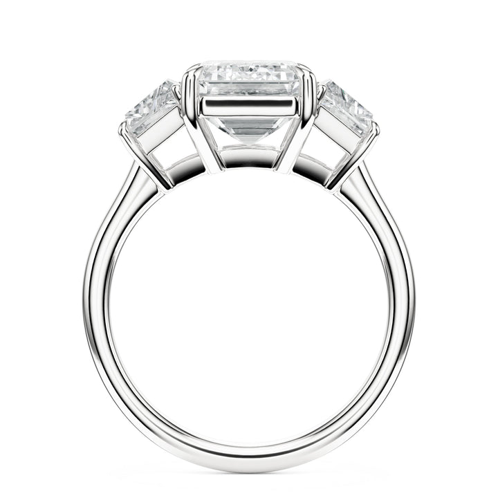 Emerald & Trapezoid Three-Stone Diamond Engagement Ring in Ring by 18 KARATS INC.