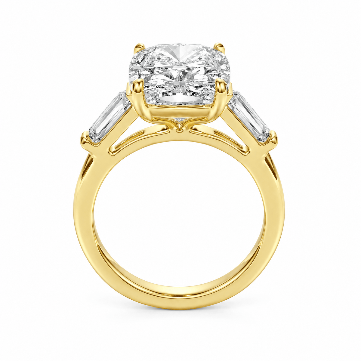 Estelle Elongated Cushion Lab Diamond Three-Stone Engagement Ring in Ready Rings by 18 KARATS INC.