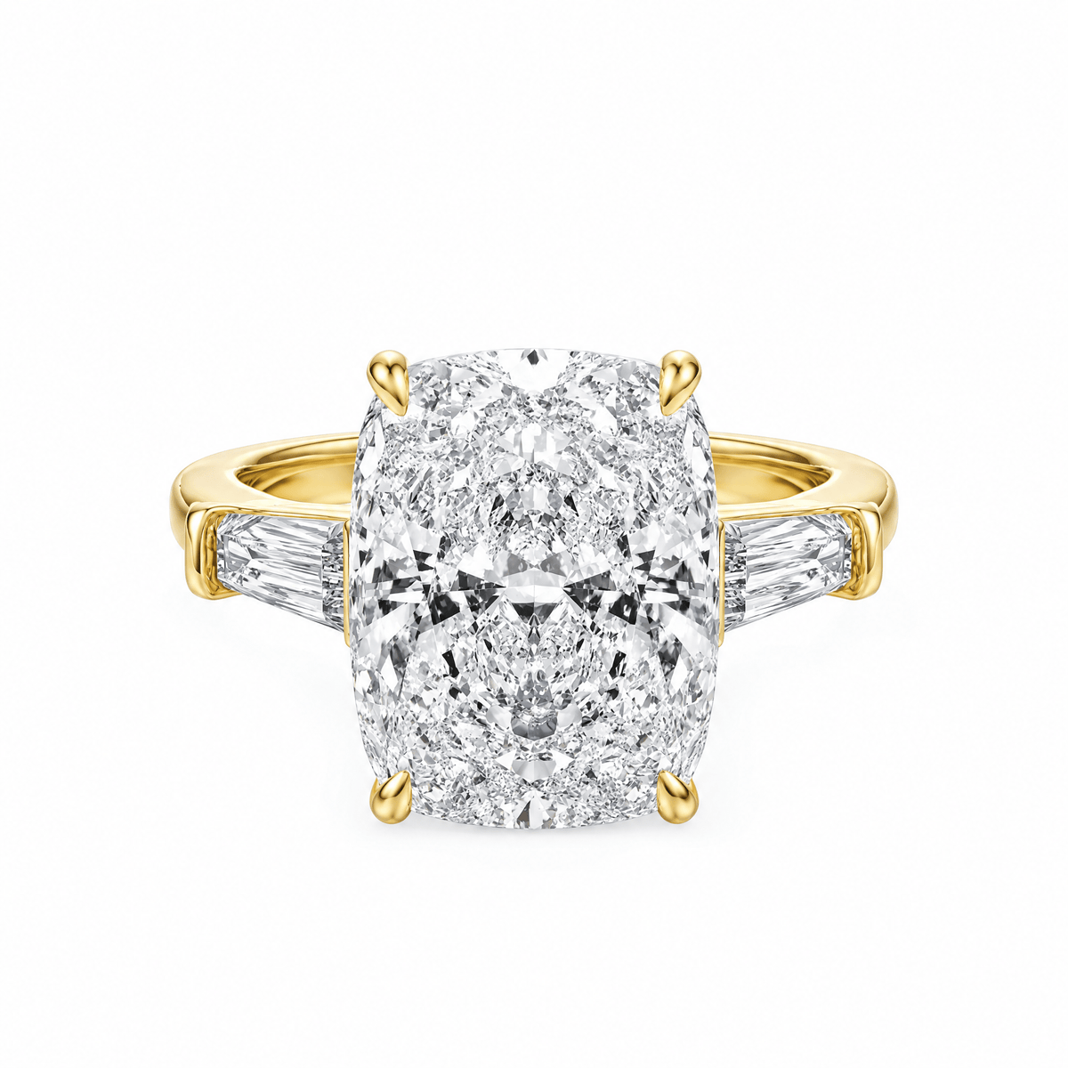 Estelle Elongated Cushion Lab Diamond Three-Stone Engagement Ring in Ready Rings by 18 KARATS INC.
