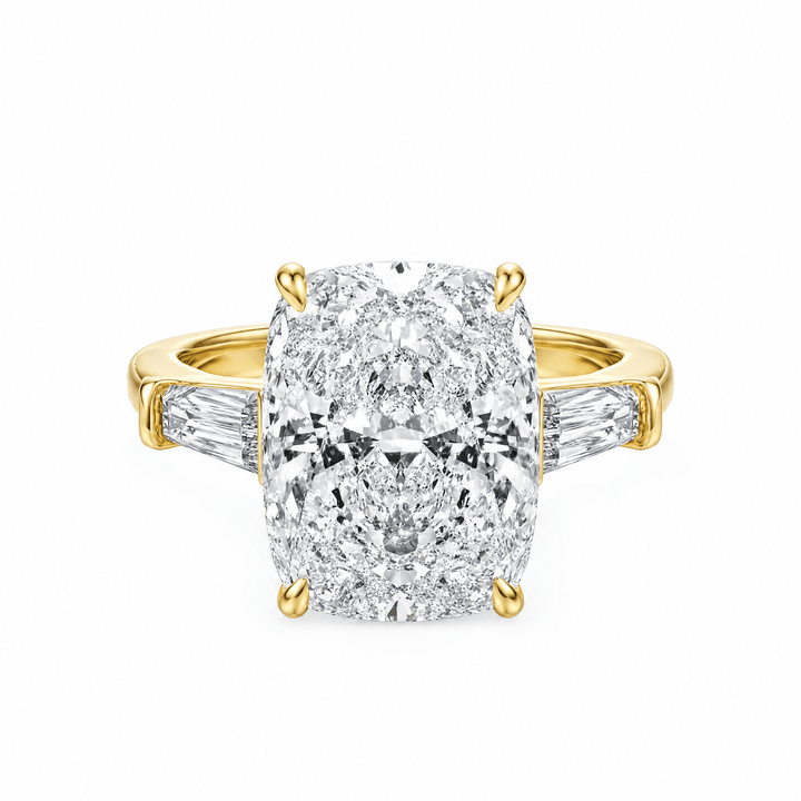 Estelle Elongated Cushion Lab Diamond Three-Stone Engagement Ring in Ready Rings by 18 KARATS INC.