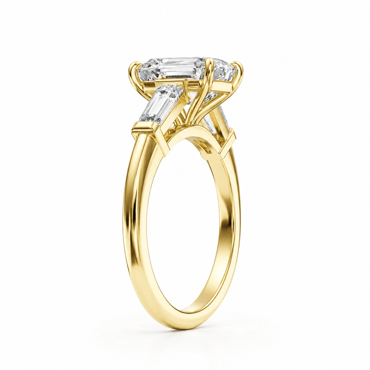 Estelle Emerald Three-Stone Engagement Ring in Ring by 18 KARATS INC.