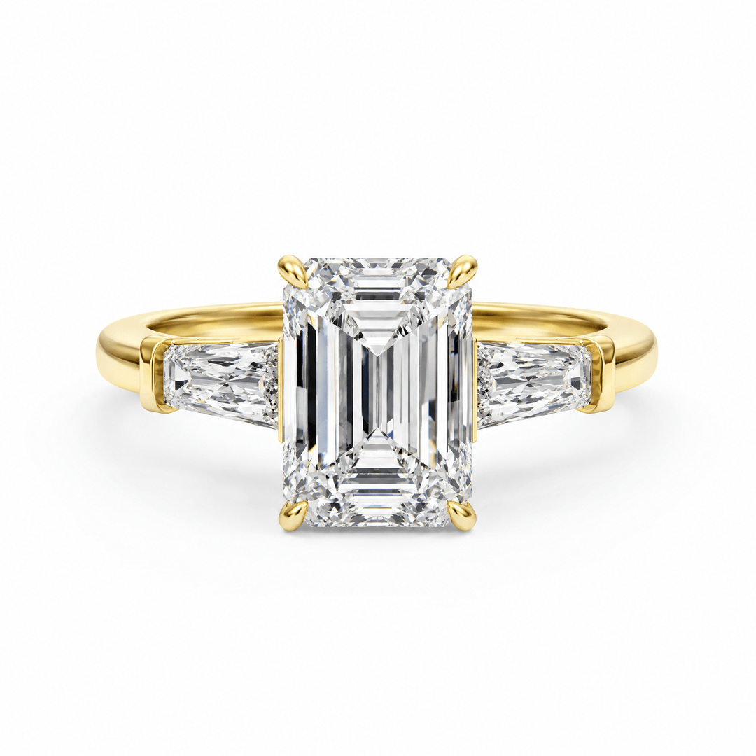 Estelle Emerald Three-Stone Engagement Ring in Ring by 18 KARATS INC.