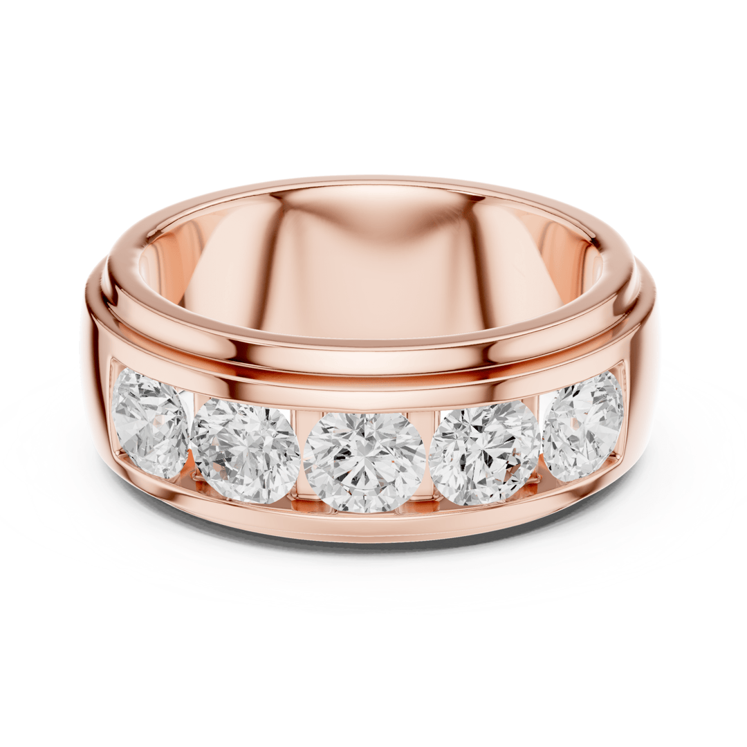 Five Stone 1.7 ctw Lab Diamond Men's Band - B1133 in Wedding Bands by 18 KARATS INC.