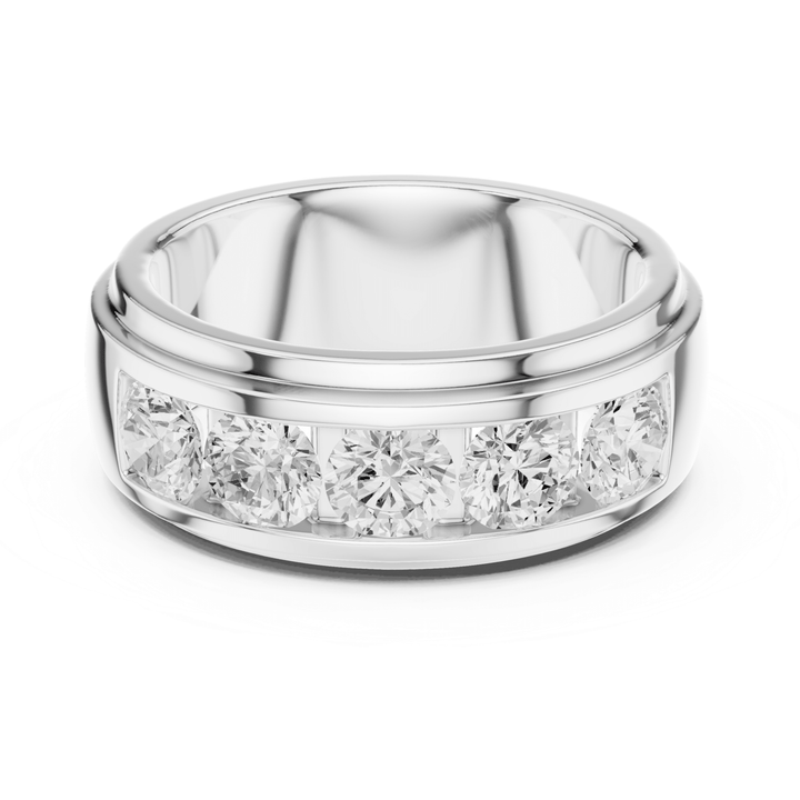 Five Stone 1.7 ctw Lab Diamond Men's Band - B1133 in Wedding Bands by 18 KARATS INC.