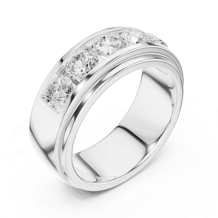 Five Stone 1.7 ctw Lab Diamond Men's Band - B1133 in Wedding Bands by 18 KARATS INC.