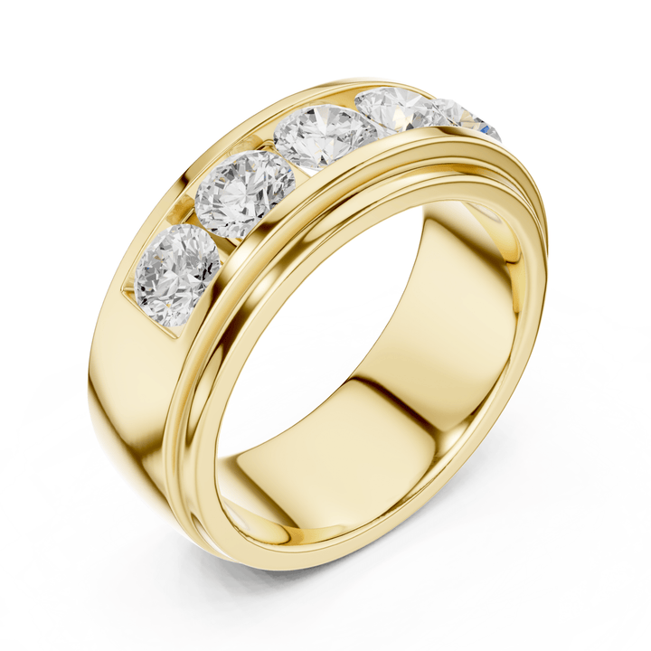 Five Stone 1.7 ctw Lab Diamond Men's Band - B1133 in Wedding Bands by 18 KARATS INC.