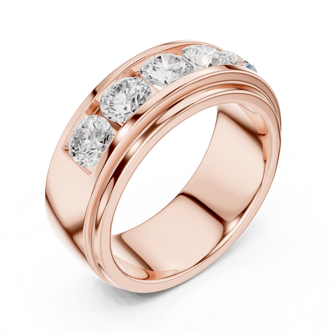 Five Stone 1.7 ctw Lab Diamond Men's Band - B1133 in Wedding Bands by 18 KARATS INC.