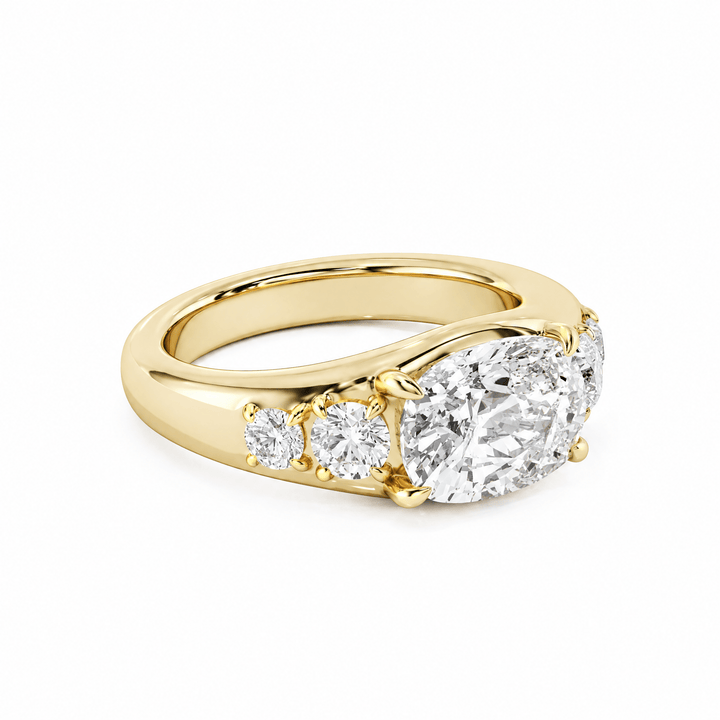Five-Stone Cushion & Round Lab Diamond Engagement Ring in Ready Rings by 18 KARATS INC.