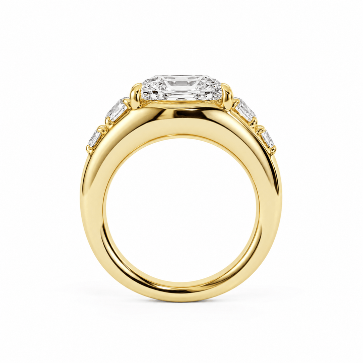 Five-Stone Cushion & Round Lab Diamond Engagement Ring in Ready Rings by 18 KARATS INC.