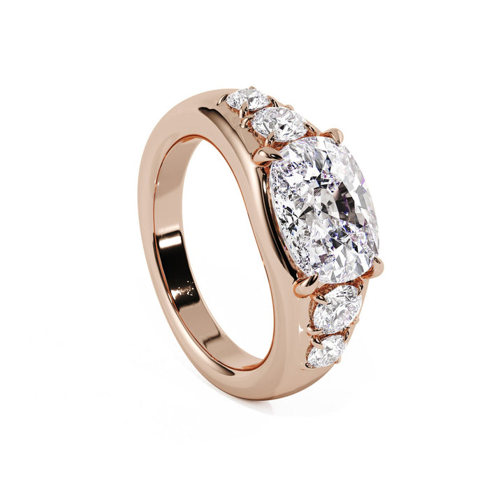 Five-Stone Cushion & Round Lab Diamond Engagement Ring - R1270 in Ready Rings by 18 KARATS INC.