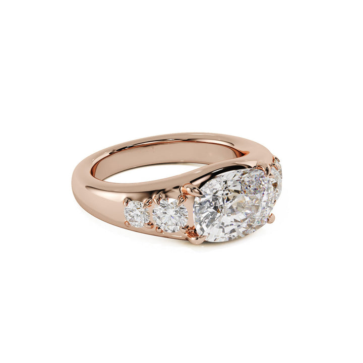 Five-Stone Cushion & Round Lab Diamond Engagement Ring - R1270 in Ready Rings by 18 KARATS INC.