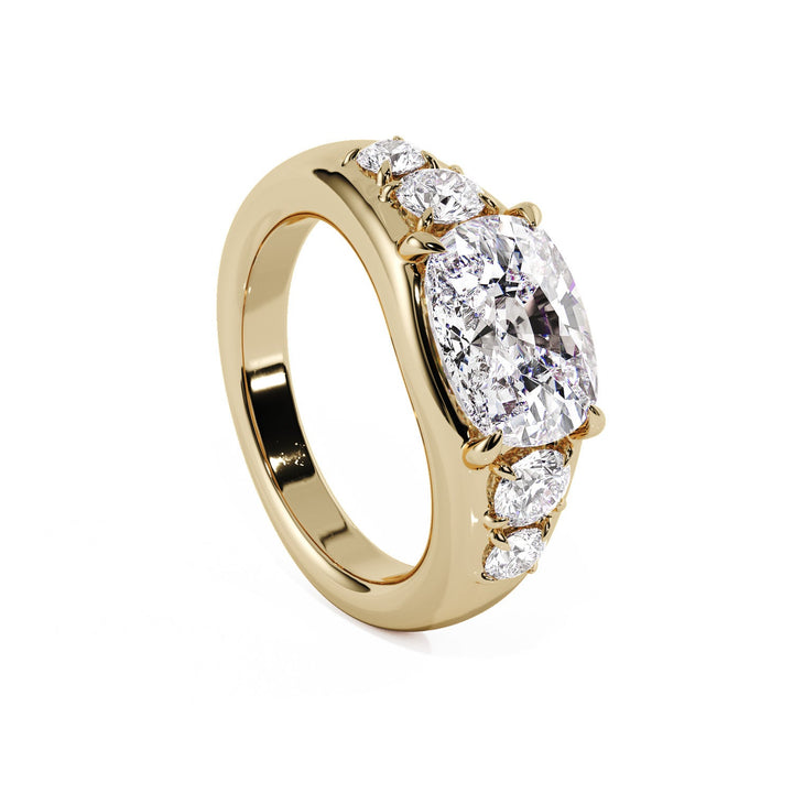 Five-Stone Cushion & Round Lab Diamond Engagement Ring - R1270 in Ready Rings by 18 KARATS INC.