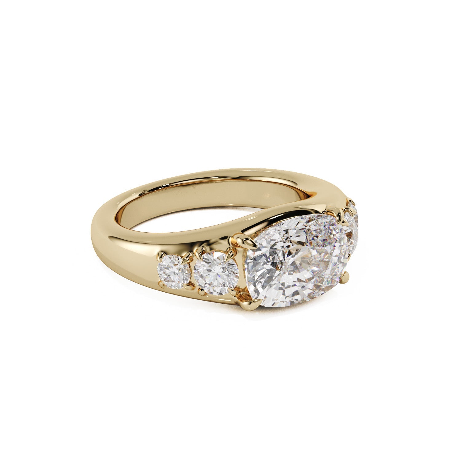 Five-Stone Cushion & Round Lab Diamond Engagement Ring - R1270 in Ready Rings by 18 KARATS INC.