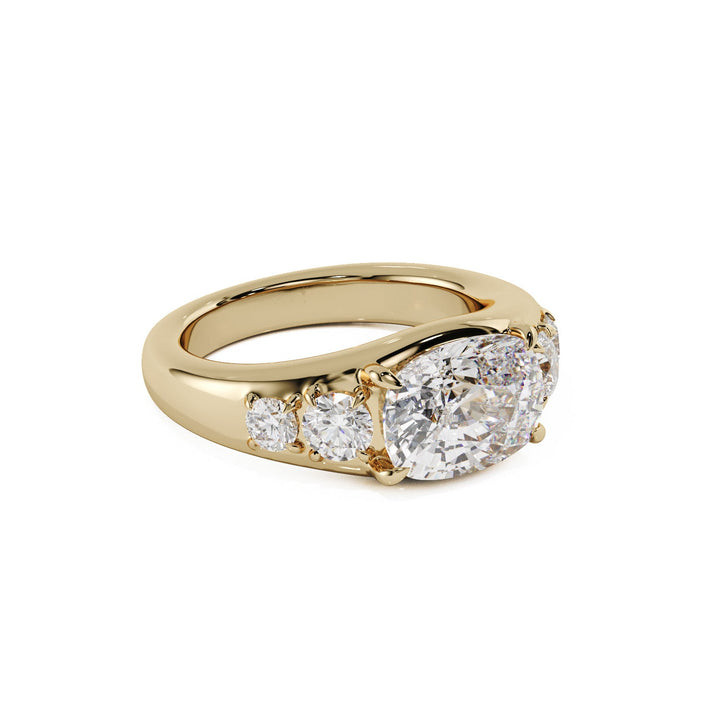 Five-Stone Cushion & Round Lab Diamond Engagement Ring - R1270 in Ready Rings by 18 KARATS INC.