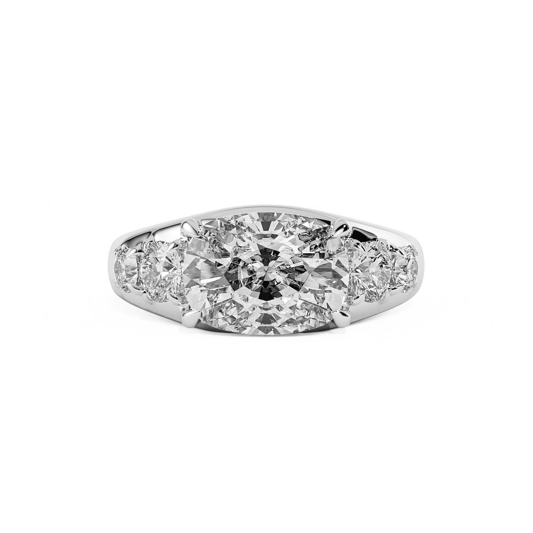 Five-Stone Cushion & Round Lab Diamond Engagement Ring - R1270 in Ready Rings by 18 KARATS INC.