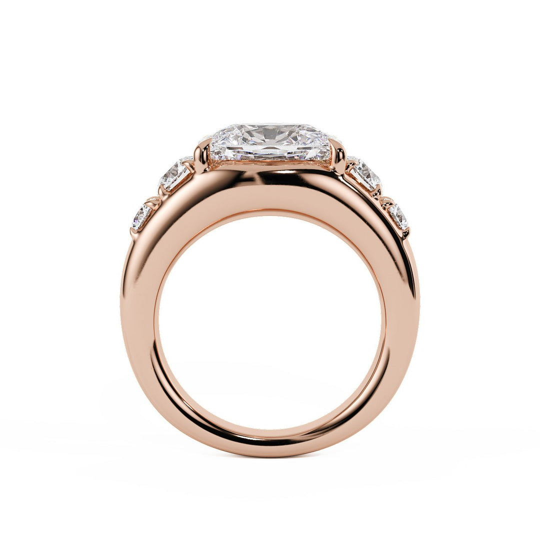 Five-Stone Cushion & Round Lab Diamond Engagement Ring - R1270 in Ready Rings by 18 KARATS INC.