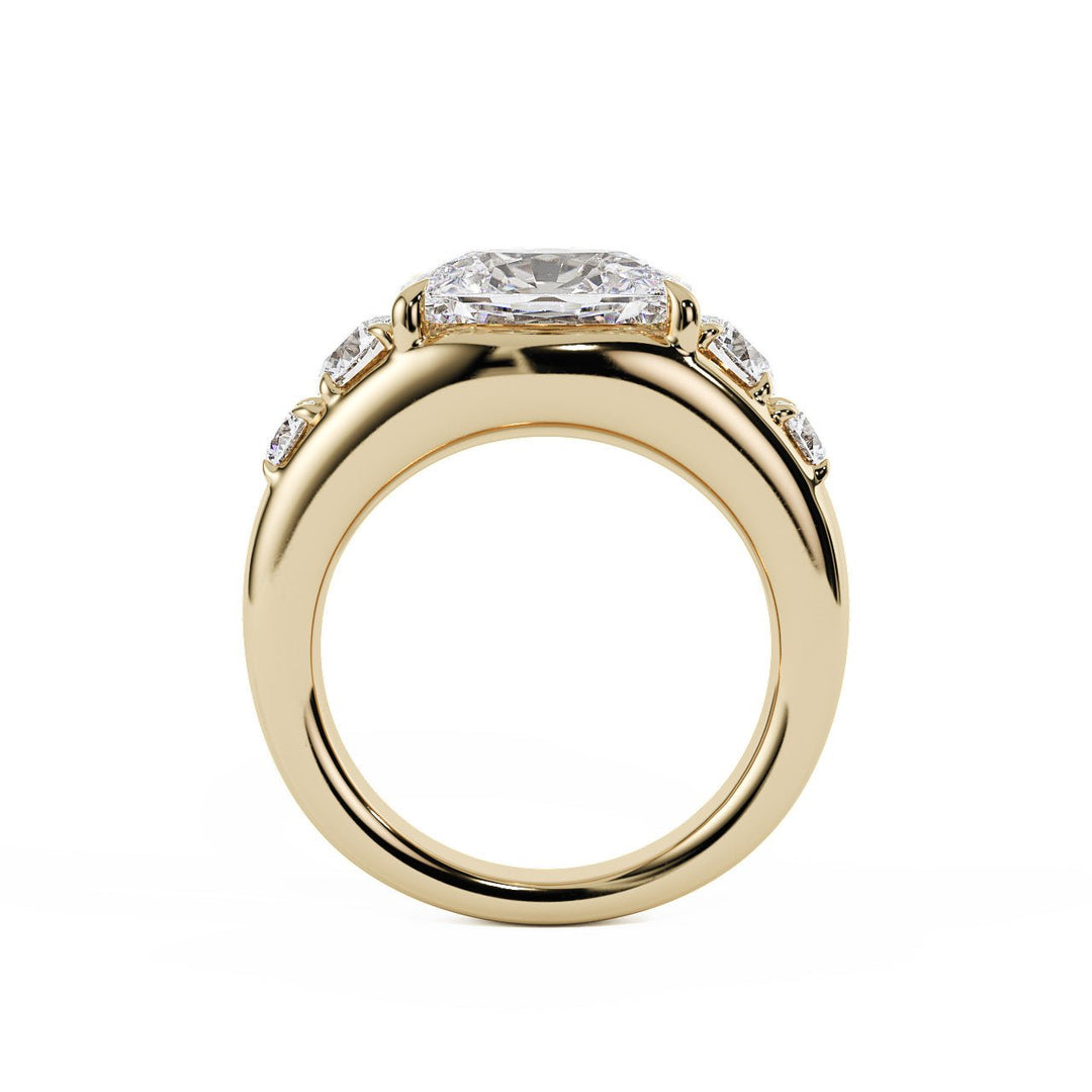 Five-Stone Cushion & Round Lab Diamond Engagement Ring - R1270 in Ready Rings by 18 KARATS INC.