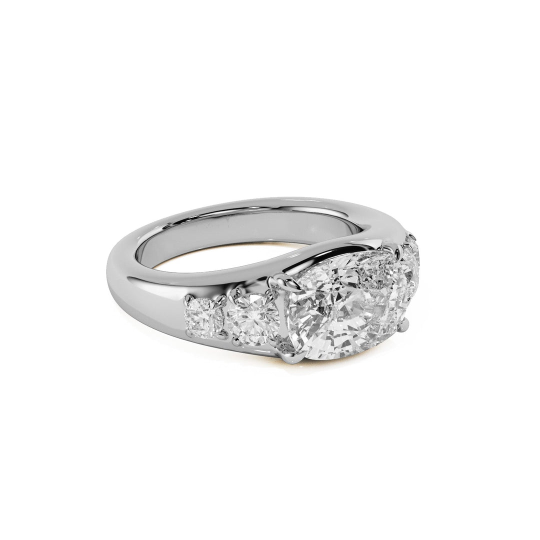 Five-Stone Cushion & Round Lab Diamond Engagement Ring - R1270 in Ready Rings by 18 KARATS INC.