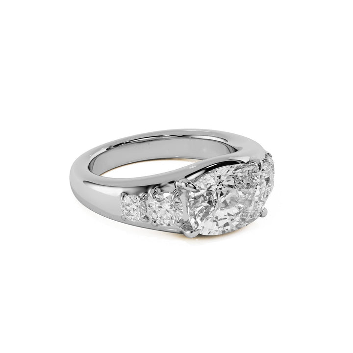 Five-Stone Cushion & Round Lab Diamond Engagement Ring - R1270 in Ready Rings by 18 KARATS INC.