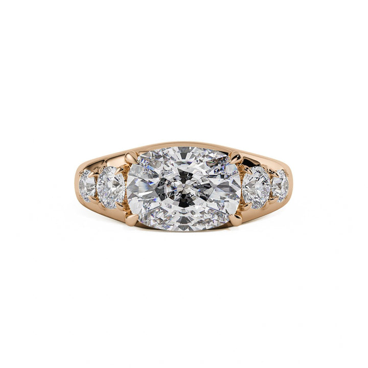 Five-Stone Cushion & Round Lab Diamond Engagement Ring - R1270 in Ready Rings by 18 KARATS INC.