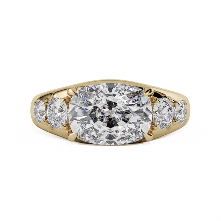 Five-Stone Cushion & Round Lab Diamond Engagement Ring - R1270 in Ready Rings by 18 KARATS INC.