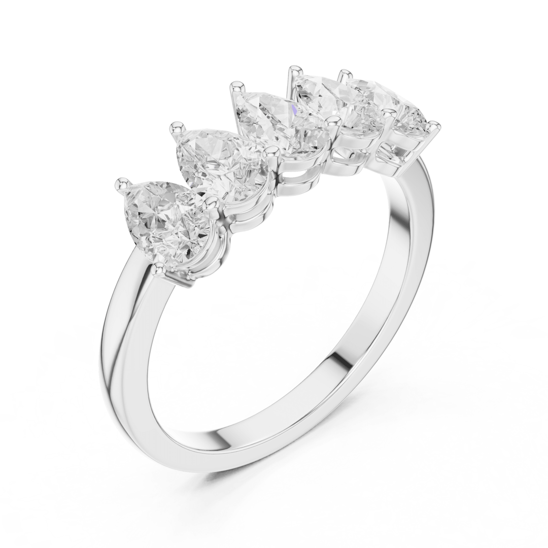 Five Stone Pear 1.25 ctw Diamond Band - B1145 in Wedding Bands by 18 KARATS INC.