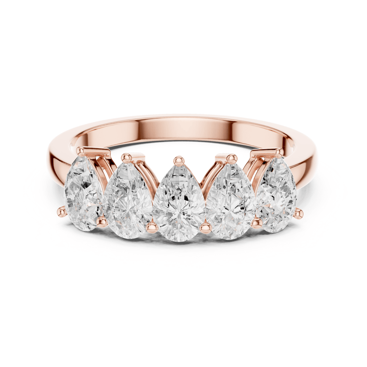 Five Stone Pear 1.25 ctw Diamond Band - B1145 in Wedding Bands by 18 KARATS INC.