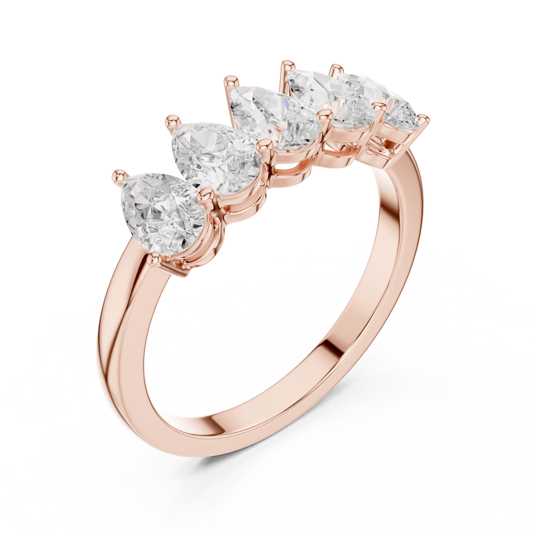 Five Stone Pear 1.25 ctw Diamond Band - B1145 in Wedding Bands by 18 KARATS INC.