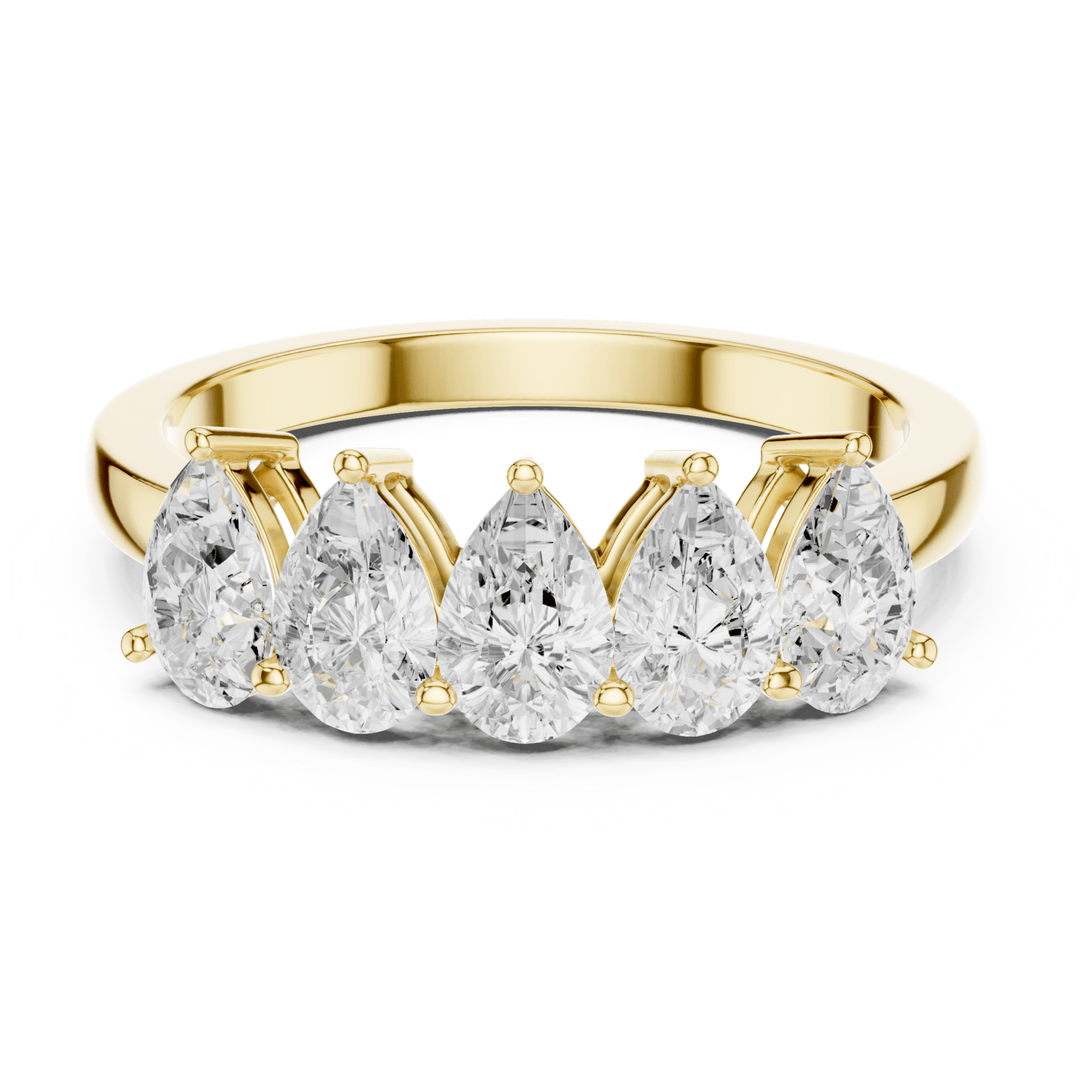 Five Stone Pear 1.25 ctw Diamond Band - B1145 in Wedding Bands by 18 KARATS INC.