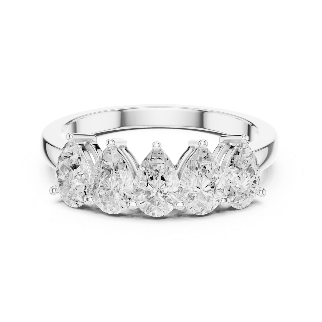 Five Stone Pear 1.25 ctw Diamond Band - B1145 in Wedding Bands by 18 KARATS INC.